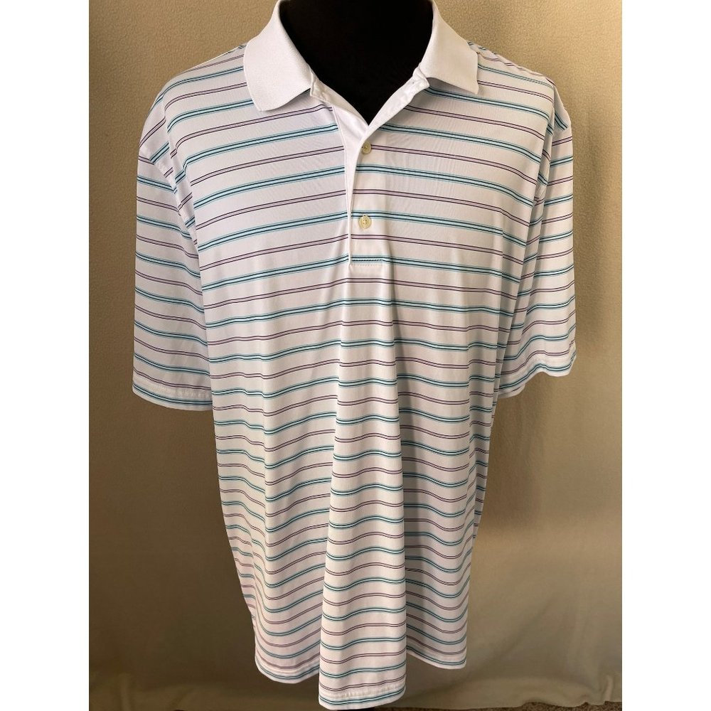 Greg Norman Striped Short Sleeve Golf Polo, Size XXL